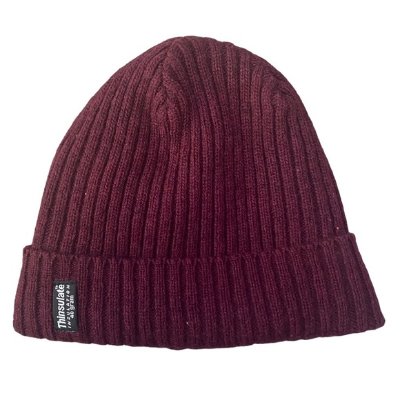 H&m Divided Burgundy Ribbed Stocking Hat One Size - Picture 1 of 3